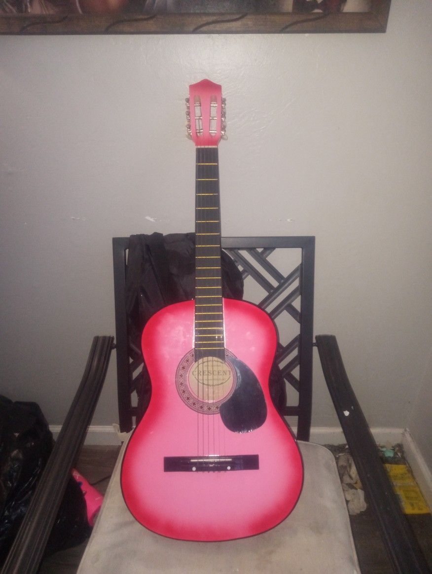 Cutest Pink Crescent Guitar Basically New