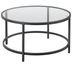 Round Glass Coffee Table + 2 Side Tables (Set of 3)