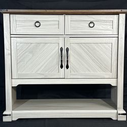 Rustic Whit Farmhouse Living Room Cabinet 