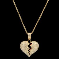 heartless pendant with 18k gold plated rope chain