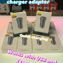 Baseus Dual Port 40w Car Charger Adapter -works With USB & Type C Ends At The Same Time!-