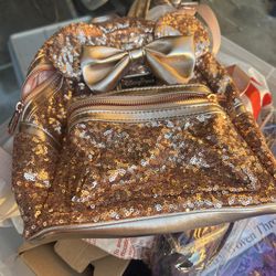 Rose Gold Disney Parks Minnie Mouse Loungefly Backpack And Ears