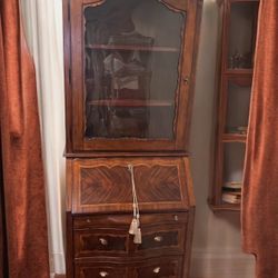 Vintage Traditional French Style Solid Wood Secretary Desk Display Cabinet Lane Furniture