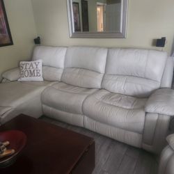 Leather sofa Cream 3 piece sectional