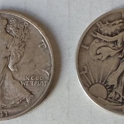Lot Of 4: 1940's Walking Liberty Half Dollar Coins