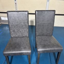 Gray Upholstered Dining Chairs – Set of 2