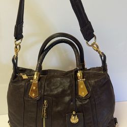 Rough Roses Brown Satchel Soft leather bag