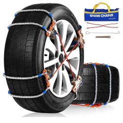 Snow Chains, Tire Chains for SUV Car Pickup Trucks, Universal Adjustable Emergency Traction Chains, Tire Width 205-265MM 8PCS
