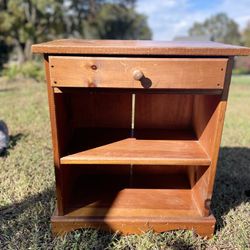 Rustic Pine Nightstand w/ Drawer + Open Shelves