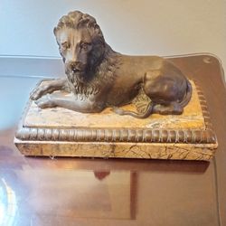 Bronze And Marble Table Lion 