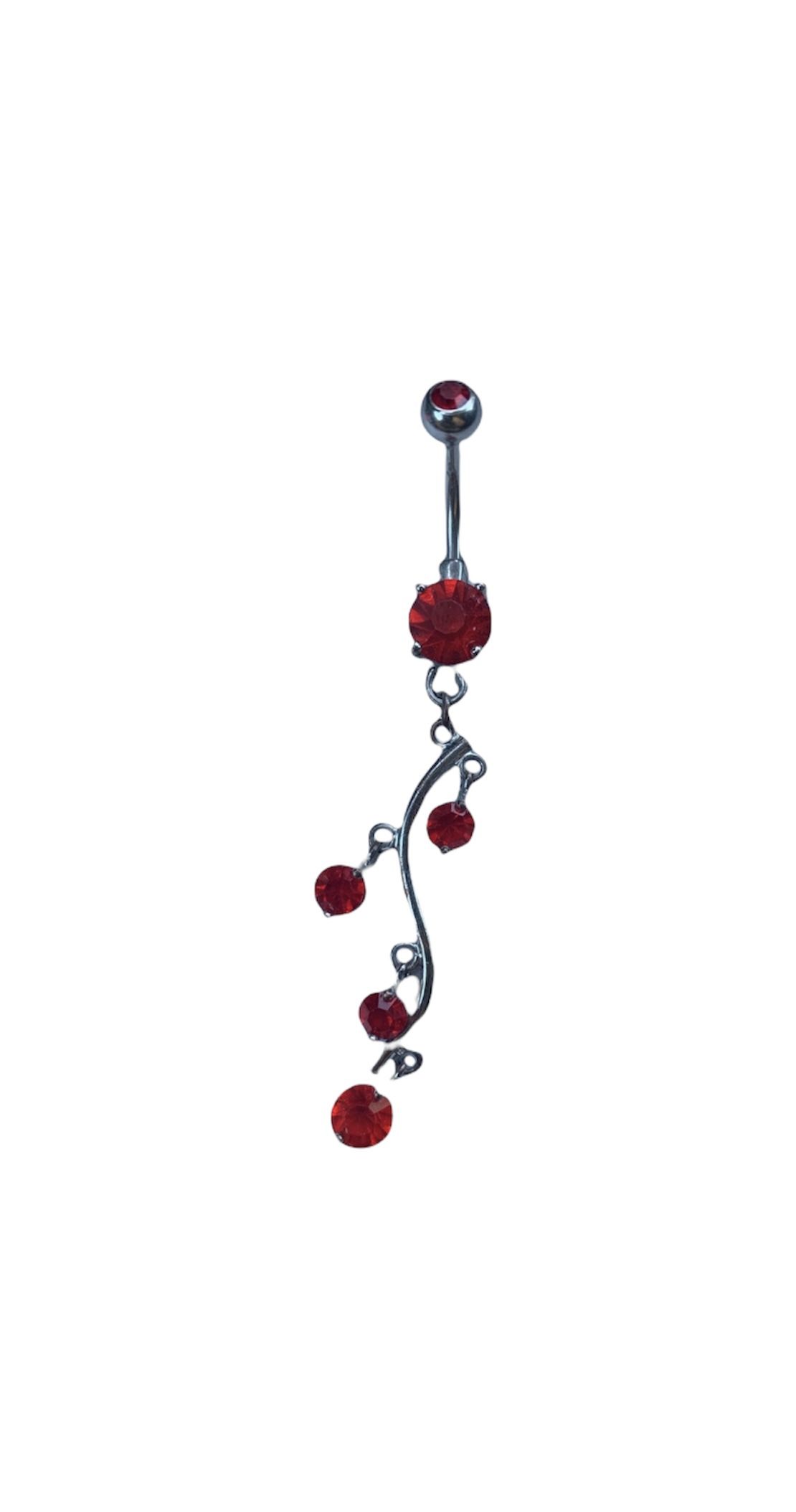 Red dangle belly button ring
