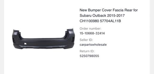 Subaru 2015-16-17 Outback Bumper Cover