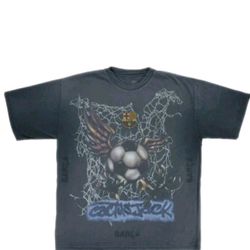 Cactus Jack X FCB Barcelona Washed Spray Logo Tee Mens Size 2XL NIB 100% Authentic 