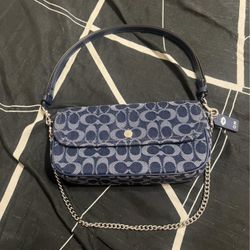 Coach Brook Flap Signature Denim Shoulder Bag