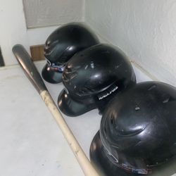 Baseball Helmets And Bat 