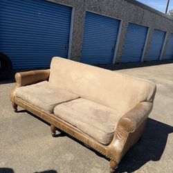 Leather And Microfiber Couch For Sale 