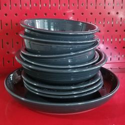 Vintage Fiestaware Set Rare Nine Pieces Slate Grey Gray