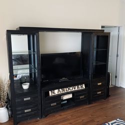 94" Black 4-Piece Storage Entertainment Center