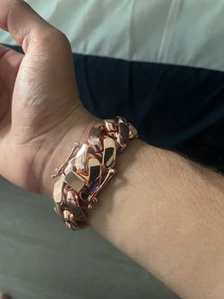 22mm Rose gold Cuban link chain bracelet 7 inch