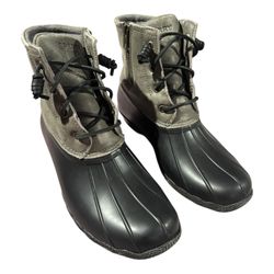 Women's Sperry Saltwater Duck Boot in Grey/Black STS81732 Size 9 M