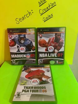 $10ea Like-NEW DISC Original Xbox Games Madden NFL 07 NBA Live 07 Tiger Woods PGA Tour 06 EA Sports Microsoft Console Football Basketball Golf Gaming