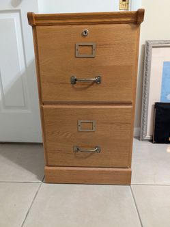 2 Drawer wood file cabinet with key