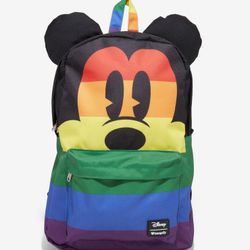 New Disney Parks Loungefly Disney Mickey Mouse Rainbow backpack 