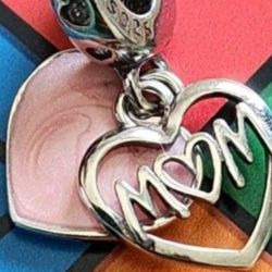 Pandora Mom Script Heart Charm