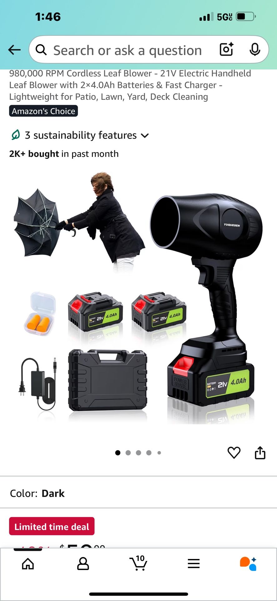 vuquesen handheld cordless leaf blower new