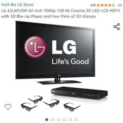 42" LG 1080p 3D TV With 3D Glasses