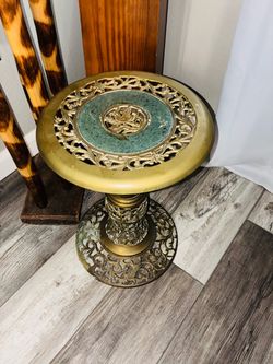 Vintage brass and stone table