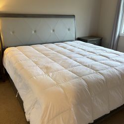 Homelegance Cotterill King Size Bed Frame, 2 Box Springs & 2 Nightstands