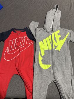 2 Nike Baby Boy Onesies – 6M & 9M – Red & Gray/Green – Great Condition