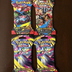 Pokemon TCG (4) Mega Evolutions Sleeved Booster Packs - SEALED!