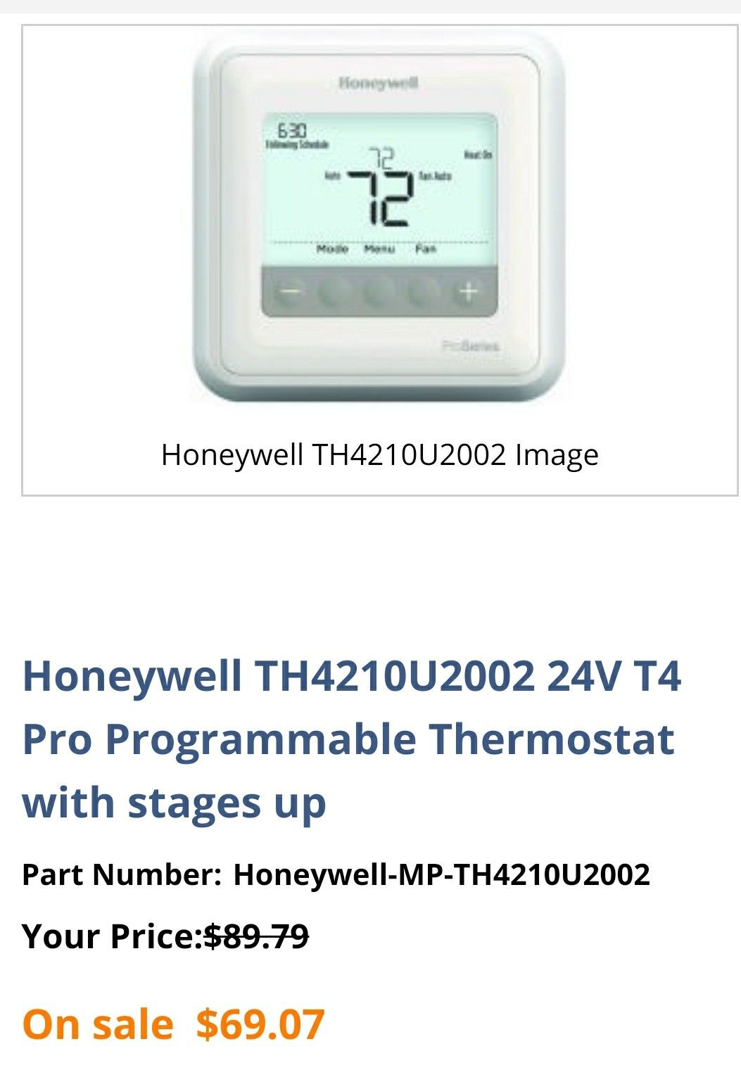 Honeywell T4Pro thermostat