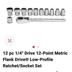 12 pc 1/4" Drive 12-Point Metric Flank Drive Low-Profile Ratchet 