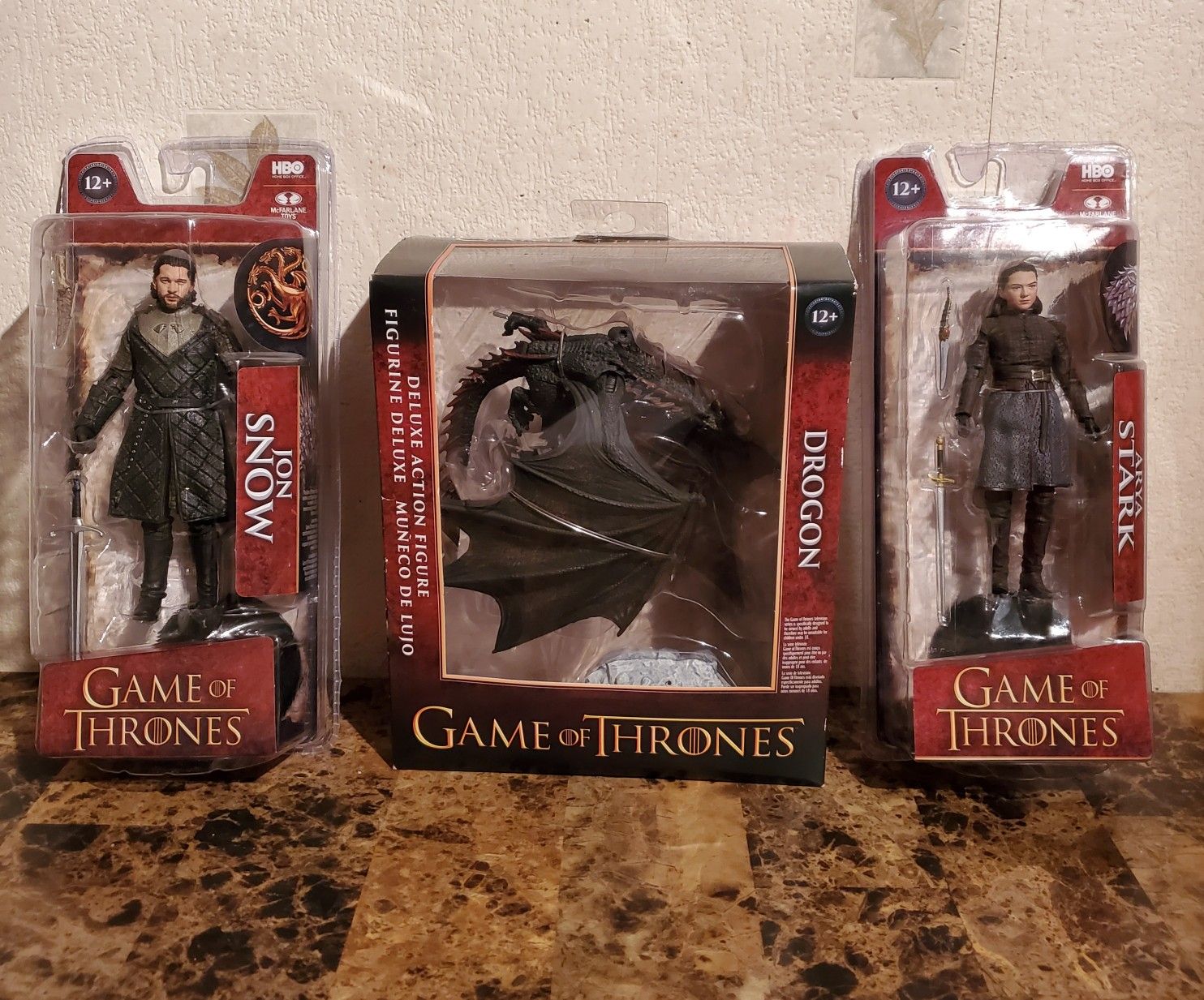 HBO Game of Thrones Jon Snow - Arya Stark - Dragan Action Figures McFarlane Toys - NEW