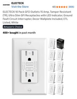 10 OUTLETS TAMPERED RESISTANT GF3  15A TR 10 tomacorrientes con cortacorriente a 15 amperes  Nuevos