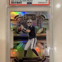 2023 Panini Select - Concourse Aidan O'Connell Silver Prizm Die-Cut (RC) PSA-10
