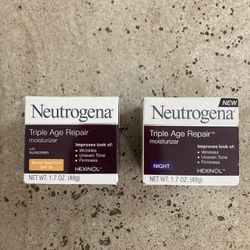 NWT Neutrogena Triple Age Repaie Moisturizer with Sun Screen & Night Moisturizer bundle 