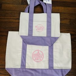 NWT Purple and Cream Tote Set