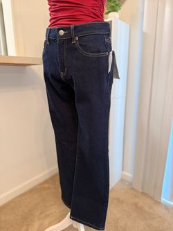 Modern straight blue jeans