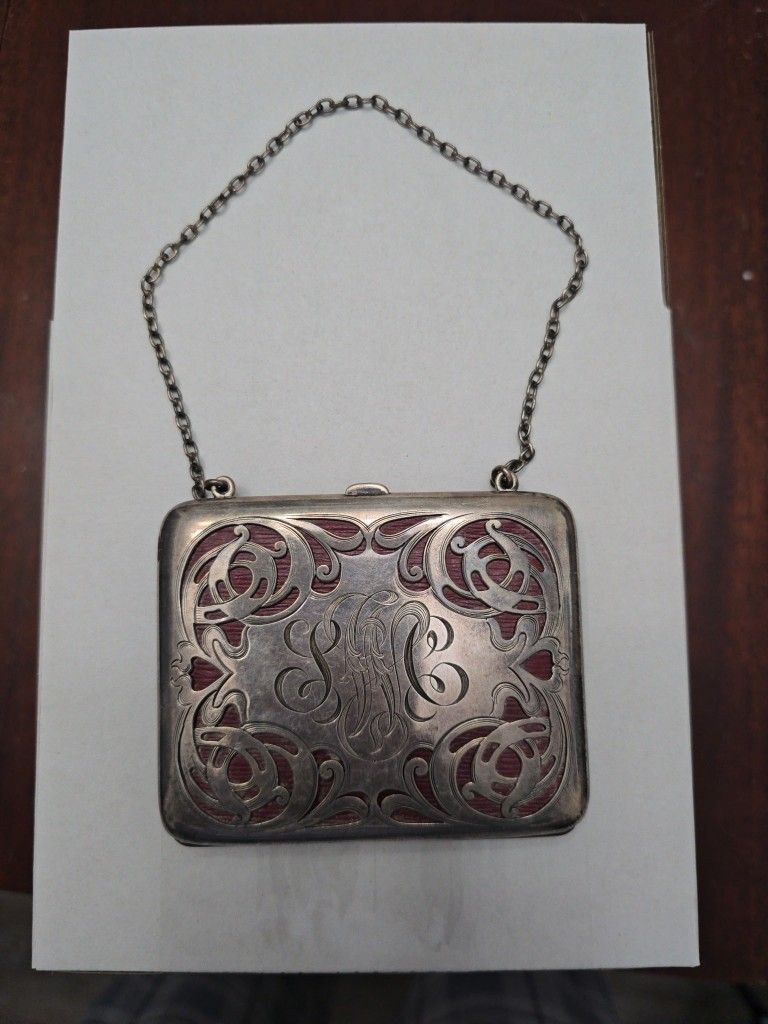 Antique Sterling Silver Change Purse with Interior Lining (Intact) - Collectible