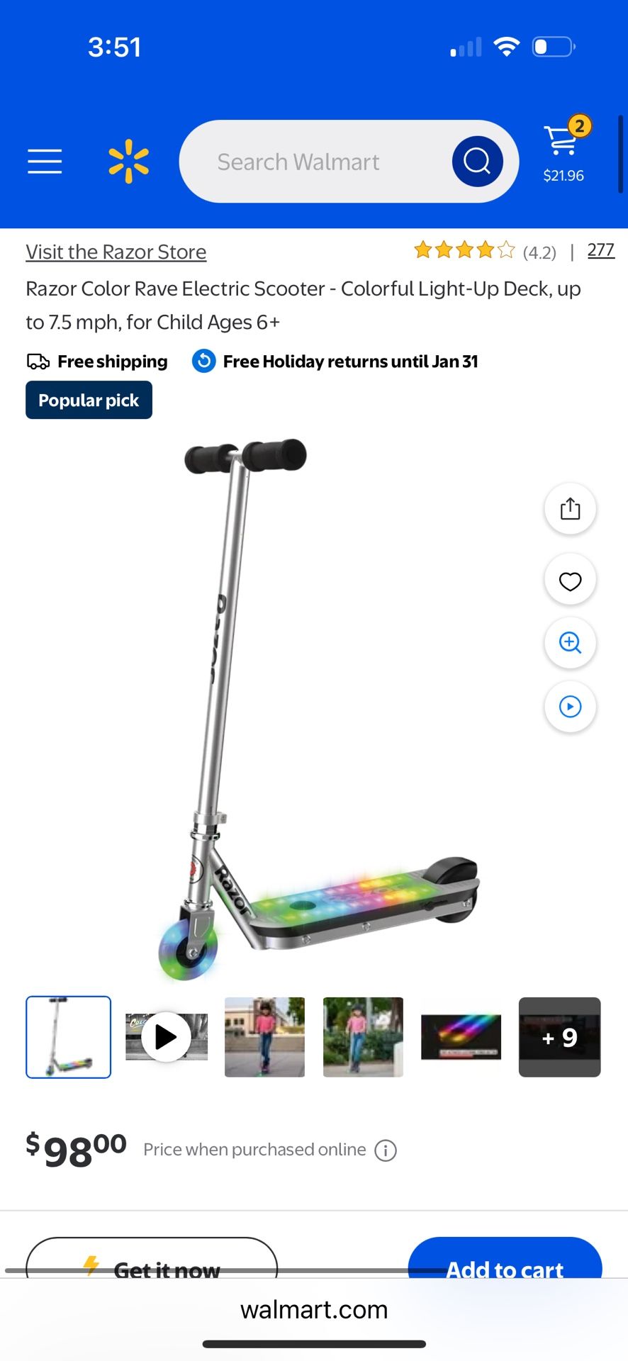 Razor Color Rave Electric Scooter