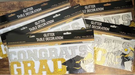 5 Congrats Grad Glitter Table Decorations
