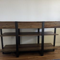 Rustic Honey And Distressed Iron Rectangular Sofa Table