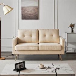 56.7 In. Beige Corduroy 2-Seater Loveseat sofa