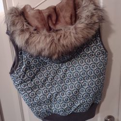 Stay Warm With Down Feather Vest/Jacket Lined In Fur Size XL