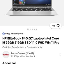 Hp Elite G7 Business Laptop. Refurbished Still Under 1yrs Warranty 