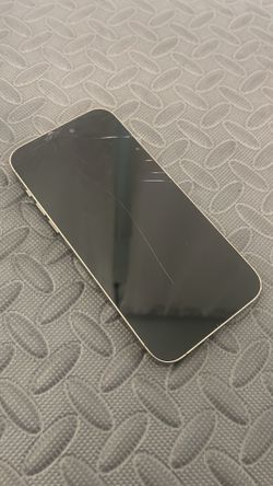 Beautiful iPhone 14 Pro Max white gold unlocked cracked screen